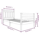  Posteljni okvir bel iz trdnega lesa 90x190 cm 3FT, (20646412) | Shoptok.si