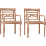 The Living Store Batavia stoli 2 kosa sprana bela trdna tikovina - Vrtni Stol, (21478990) | Shoptok.si