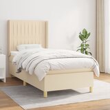 vidaXL Box spring postelja z vzmetnico krem 80x200 cm blago Cene