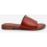 EVENTO PE1 Women's Eco Leather Flat Heel Slippers Brown Maliha | Shoptok.si