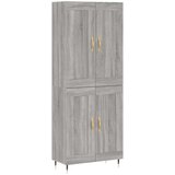 vidaXL Visoka komoda siva sonoma 69,5x34x180 cm inženirski les | Shoptok.si