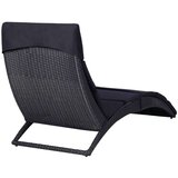 Poli Ležalnik z blazino poli ratan črn | Shoptok.si