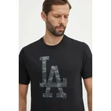47 Brand Bombažna kratka majica MLB Los Angeles Dodgers moška, črna barva, BB012TEMECH608510JK