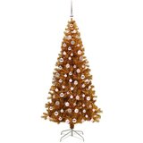 vidaXL Božično drevo med 300 LED z stojalom Zlata 210 cm PET | Shoptok.si