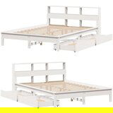 vidaXL Krevet s regalom z knjige bez madraca bijeli 140x190cm borovina | shoptok.hr