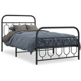 Maison Chic Kovinski Posteljni okvir - Dvoposteljna postelja - Zakonska postelja z vzglavjem in vznožjem črn 107x203 cm, (21696739) | Shoptok.si
