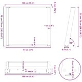 vidaXL noge za jedilno mizo u-oblika 2 kosa črna 100x(72-73) cm jeklo | Shoptok.si