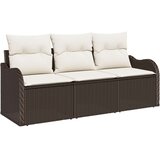 vidaXL 3-delni Vrtni Kavč Set z Blazinami Rjav Poli Ratan | Shoptok.si