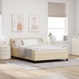  Krevet s podnom oprugom s madracem krem 160x200 cm tkanina | shoptok.hr