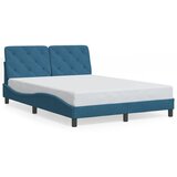 Furnova Posteljni okvir z vzglavjem moder 120x200 cm žamet, (21938103) | Shoptok.si