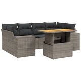 Maison Chic Seti vrtnega pohištva - Vrtna garnitura - Vrtni pohištvo set 7-delna z blazinami siv poli ratan, (21803629) | Shoptok.si