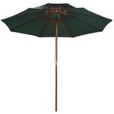  Dvoslojni suncobran 270 x 270 cm s drvenim stupom zeleni | Eponuda.com