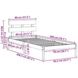  Krevetna konstrukcija Bijelo 80 x 200 cm Čvrsto borovo drvo | shoptok.hr