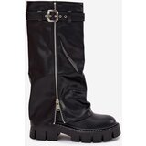 Boto Insulated boots with turned collar buckle and silver zipper Black Armena | shoptok.hr