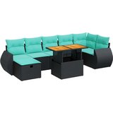  Vrtna sedežna garnitura z blazinami 8-delna črn ratan/akacija, (22048172) | Shoptok.si