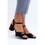 VINCEZA Women's sandals in eco suede on a high heel with black decorations Narhi | Eponuda.ba