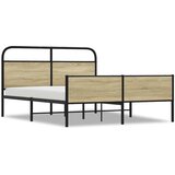 Maison Chic Kovinski Posteljni okvir - Dvoposteljna postelja - Zakonska postelja brez vzmetnice sonoma hrast 150x200 cm, (21694192) Cene