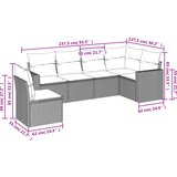  6-dijelni set vrtnih sofa s jastucima crni od poliratana | shoptok.hr