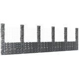 vidaXL Gabionska košara U-oblika sa 6 stupova 620x20x200 cm željezna | shoptok.hr