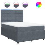 vidaXL Box spring postelja z vzmetnico temno siva 140x200 cm žamet, (21308477) | Shoptok.si