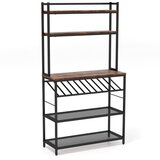 Costway Kuhinjska kredenca Kuhinjska polica s stojalom za vino, (5000160204) | Shoptok.si