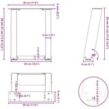 vidaXL noge kavne mizice u-oblika 2 kosa črna 30x(30-31)cm jeklo | Shoptok.si