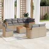 Maison Chic Seti vrtnega pohištva - Vrtna garnitura - Vrtni pohištvo set 9-delna z blazinami bež poli ratan, (21800435) | Shoptok.si