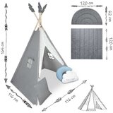 Nukido wigwam šator sivi sa zvijezdicama | shoptok.hr