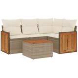  5-dijelni vrtni set sofa s jastucima bež od poliratana | shoptok.hr