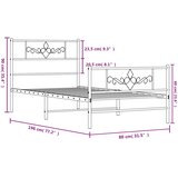  Metalni okvir kreveta uzglavlje i podnožje bijeli 75x190 cm | shoptok.hr