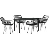 vidaXL set za objed u vrtu od 5 komada Crni poli ratan | shoptok.hr