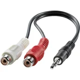 Value 11.99.4340 utičnica audio priključni kabel [1x 3,5 mm banana utikač - 2x ženski cinch konektor] 0.20 m crna sa zaš