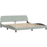  The Living Store Posteljni okvir z vzglavjem svetlo siv 200x200 cm žamet - Posteljni Okvir, (21488384) | Shoptok.si