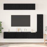 vidaXL Set TV kabineta s policom Ostalo s pohranom s vratima 6 pcs Crni hrast 30.5 x 30 x 90 cm | shoptok.hr