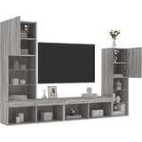  4-dijelni zidni TV elementi s LED svjetlima boja sivog hrasta | shoptok.hr