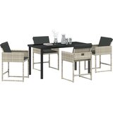 vidaXL Set za blagovanje u vrtu od 5 dijelova s jastučićima, svjetlosivi poli ratan | shoptok.hr