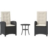  3-dijelni bistro set s jastucima crni od poliratana | shoptok.hr