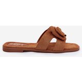 Boto Flat Women's Sliders With Bow Camel Tobin | Shoptok.si