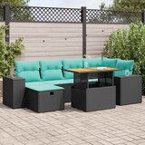  7-dijelni set vrtnih sofa poliratan i bagrem s jastucima sivi | shoptok.hr
