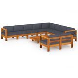  10-dijelna vrtna garnitura s tamnosivim jastucima bagremovo drvo | shoptok.hr