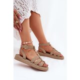 Boto Women's Platform Sandals With Golden Detail Khaki Kartia | ePonuda.com