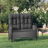 The Living Store Nastavljiva vrtna klop z blazinami 107 cm poli ratan črna - Nastavljiva Vrtna Klop, (21478443) | Shoptok.si