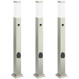 vidaXL Stupić sa senzorom i utičnicom 3 kom 80 cm nehrđajući čelik IP44 | shoptok.hr