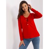Fashion Hunters RUE PARIS red basic blouse with long sleeves Cene