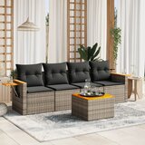 Maison Chic Seti vrtnega pohištva - Vrtna garnitura - Vrtni pohištvo set 5-delna z blazinami siv poli ratan, (21814194) | Shoptok.si