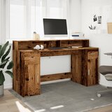  Radni stol s LED svjetlima boja starog drva 160x55x91 cm drveni | Eponuda.ba