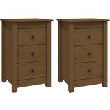 Maison Chic Dvo delni komplet Nočne omarice - Nočne mize medeno rjava 40x35x61,5 cm trdna borovina, (21690654) | Shoptok.si