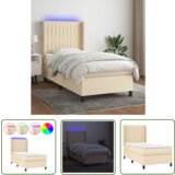 The Living Store Box spring postelja z vzmetnico LED krem 90x190 cm blago - Box Spring Postelja, (21737154) | Shoptok.si