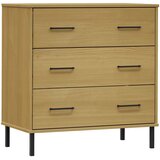  Komoda s 3 ladice smeđa 77 x 40 x 79,5 cm od masivnog drva OSLO | shoptok.hr