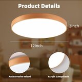 HOREVO pametna LED stropna svetilka iz naravnega bukovega lesa - 30 cm | Shoptok.si